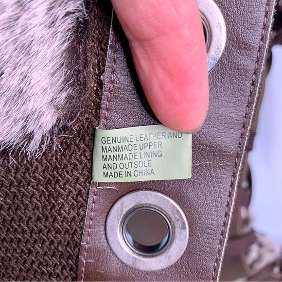 Timberland Mirney Lace Up Tall Boots w/ Faux Fur Tongue Collar Sz 7 Brown Winter - Picture 11 of 15